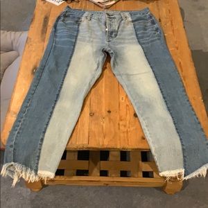 vintage two tone high rise jeans